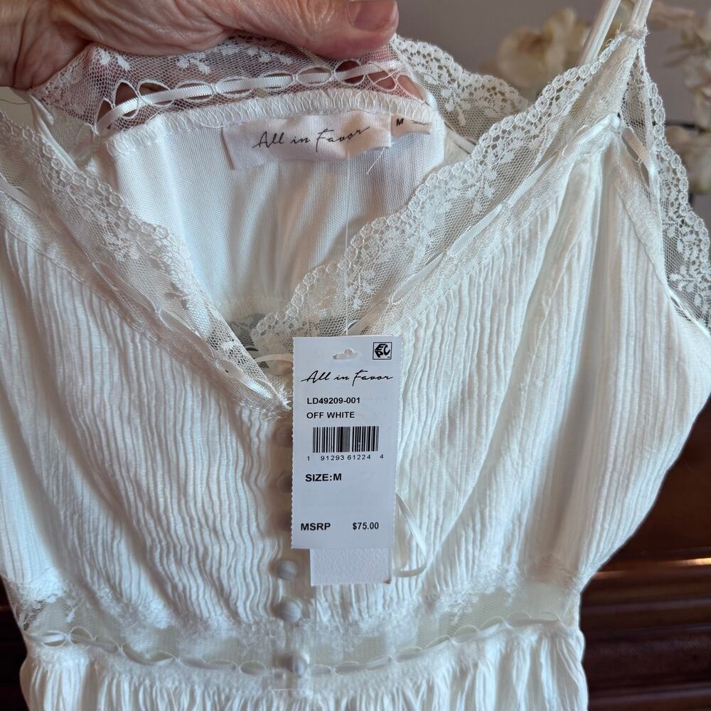 All In Favor Lace Detail Midi Dress Off White Size M NWT - Picture 6 of 9
